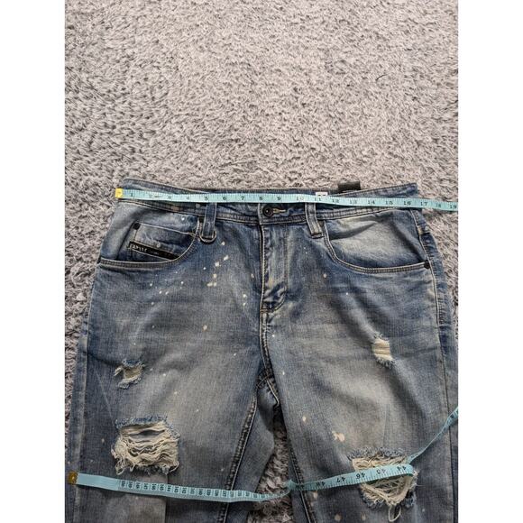 Empyre Jeans Men 32x34 Blue Straight Relax Thrashed Denim Streetwear Distressed - Picture 6 of 10